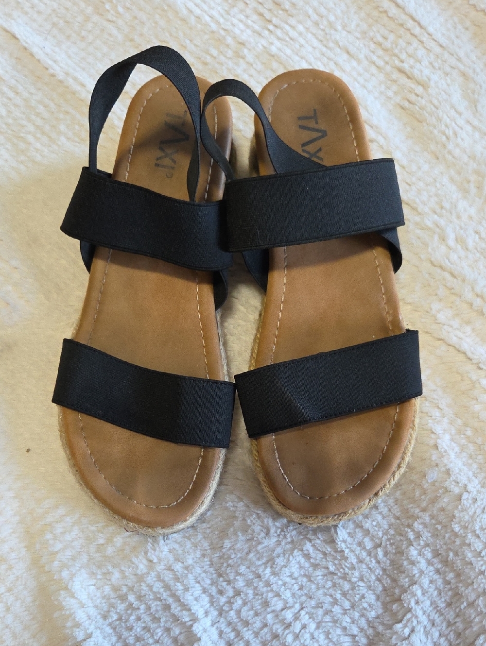 Black Elastic Strap Espadrille Sandals - Women